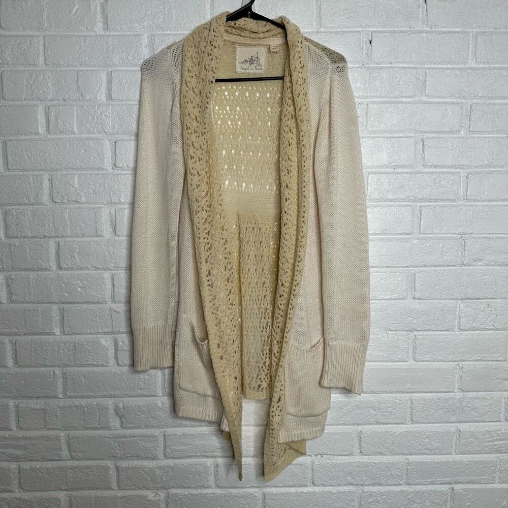Anthropologie Angel of the North Crochet Open Front Cardigan‎ size Small